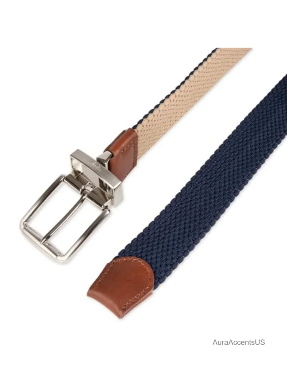 Reversible Stretch Fabric Braid Belt for Men Golf Summer